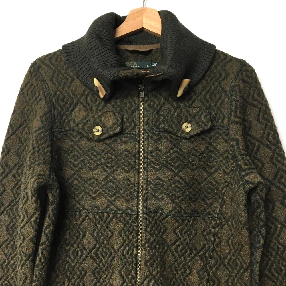 PRANA Annabel Wool Blends Jacket Green and Tan Size Small - Picture 5 of 17